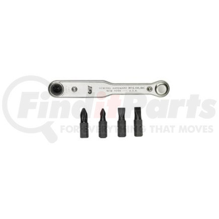 8075 by GENERAL TOOLS & INSTRUMENTS - Ratcheting Offset Screwdriver Set, 5 Piece, with Handle, Two Slotted and Two Phillips Bits