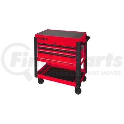 Sunex Tools 8035XT 3 Drawer Utility Cart with Sliding Top - Red