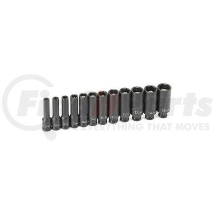 9712MDG by GREY PNEUMATIC - 12-Piece 1/4 in. Drive 6-Point Magnetic Deep Impact Socket Set