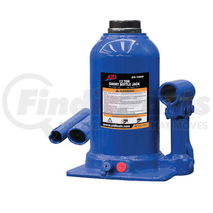 7385W by ATD TOOLS - 12 Ton Heavy-Duty Hydraulic Side Pump Bottle Jack (Shorty Version)