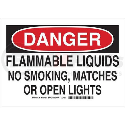 123693BY by BRADY - Brady® "Danger Flammable Liquids..." Sign, 10" x 14"