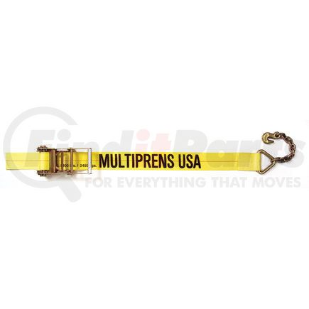 5943-27 by MULTIPRENS - 4” x 27' Ratchet Strap using #5900 Heavy Duty Ratchet and #318 18” Chain Anchor