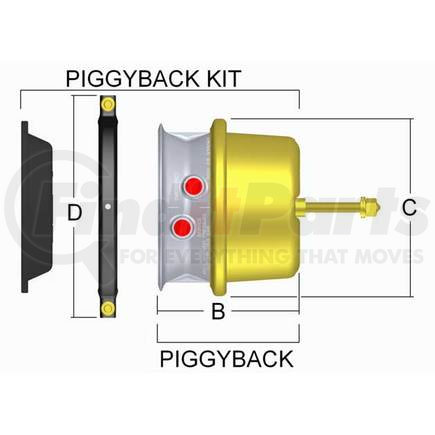 LPP2430 by HALDEX - LifeSeal+ Spring Brake - Piggyback, 2430 Size, 2.5 in. Stroke Length, Standard Stroke