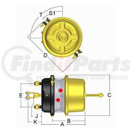 LCP2430LCW by HALDEX - LifeSeal+ Spring Brake - 2430 (Service Chamber Size), 3 in. Stroke Length, Long Stroke