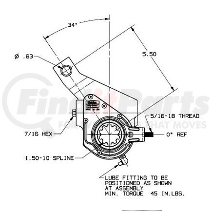 40010162 by HALDEX - Air Brake Automatic Slack Adjuster - 1-1/2" Spline Diameter, 10 Spline Count, 5-1/2" Arm Length