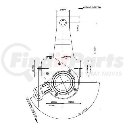 41979157 by HALDEX - Air Brake Automatic Slack Adjuster - 1-1/2" Spline Diameter, 10 Spline, 6-1/2" Arm Length