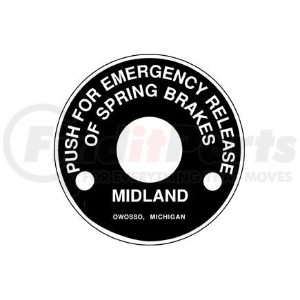 Haldex N14515AB Air Brake Air Valve Nameplate Air Brake Air Valve Nameplate - "Push for Emergency Release of Spring Brakes",