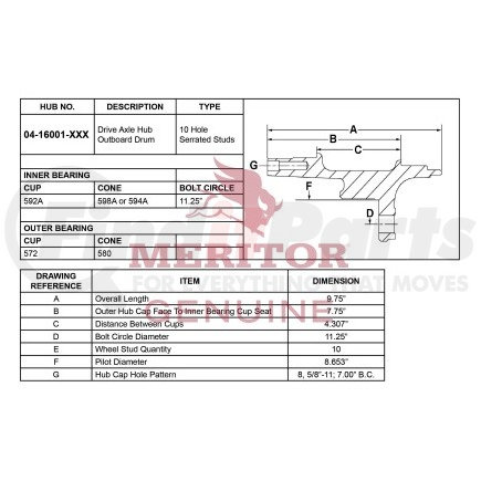 16160011004 by MERITOR - AY-HUB/ROTOR