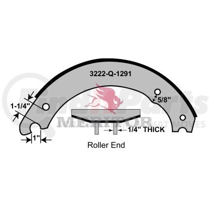 XS5404524Q by MERITOR - Drum Brake Shoe - 16.5 in. Brake Diameter, Remanufactured