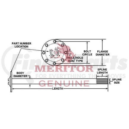 3202H9342 by MERITOR - AXLE SHAFT