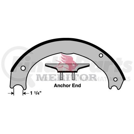 SF5204709E2 by MERITOR - Drum Brake Shoe - 16.5 in. Brake Diameter, New