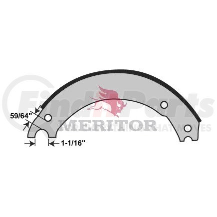 SF5554515F3 by MERITOR - Drum Brake Shoe - 16.5 in. Brake Diameter, New