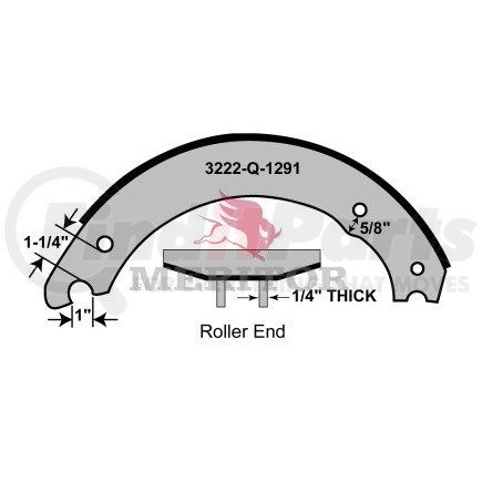 SF5574551Q by MERITOR - Drum Brake Shoe - 16.5 in. Brake Diameter, New