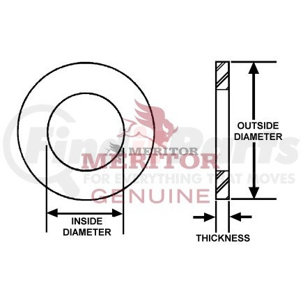 1229E1331 by MERITOR - Transfer Case Output Shaft Nut - 1.03 in. ID, 1.81 in. OD, 0.25 in. Thick