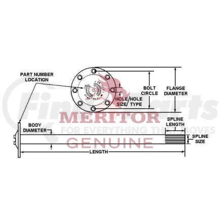 3202H9004 by MERITOR - Axle Shaft