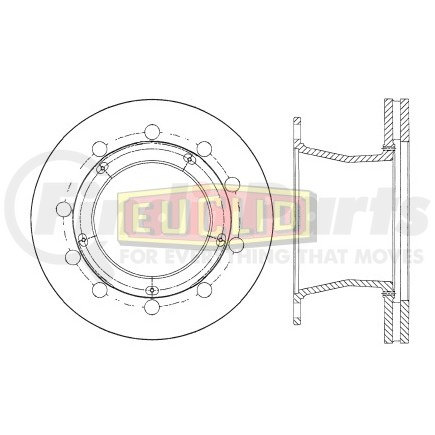E12520 by EUCLID - Disc Brake Rotor - 15.38 in. Outside Diameter, U-Shaped Rotor