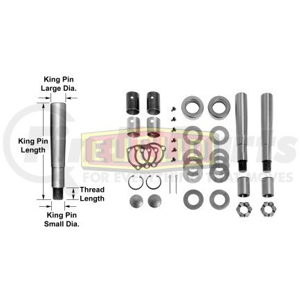 E-10105B by EUCLID - Steering King Pin Kit - with Bronze Ream Bushing