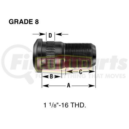 E-8990-L by EUCLID - WHEEL END HARDWARE - LEFT HAND WHEEL STUD