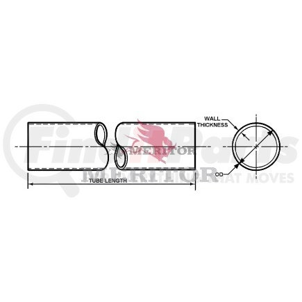 RT41372 by MERITOR - Steering Tie Rod Tube - 72" Length, DOM Tube Type, 3.81" ID, 4.00" OD