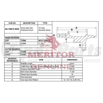 04 15673 003 by MERITOR - AY-REAR HUB