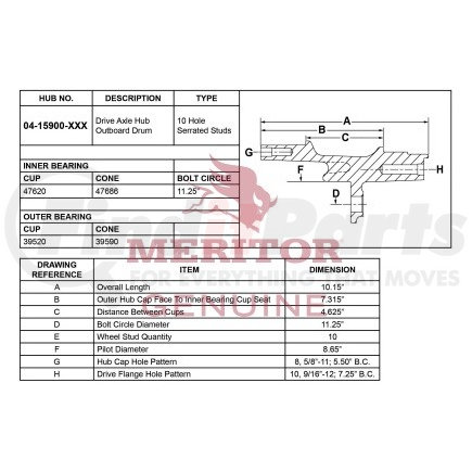 04 15900 002 by MERITOR - AY-REAR HUB