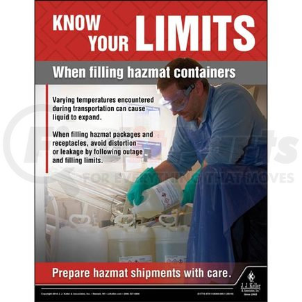 51774 by JJ KELLER - Filling Hazmlat Containers - Hazmat Transportation Poster - "Know Your Limits When Filling Hazmat Containers"