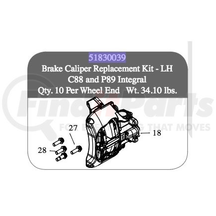 51830039 by SAF-HOLLAND - Disc Brake Caliper Repair Kit - Left Hand