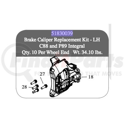 51830039 by SAF HOLLAND - Disc Brake Caliper Repair Kit - Left Hand