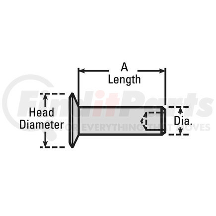 Caterpillar 7B5060 Push-In Fastener Roll Set Rivet, 3/16 in Body Diameter x 15/32 in Length, 3/8 in Head Diameter