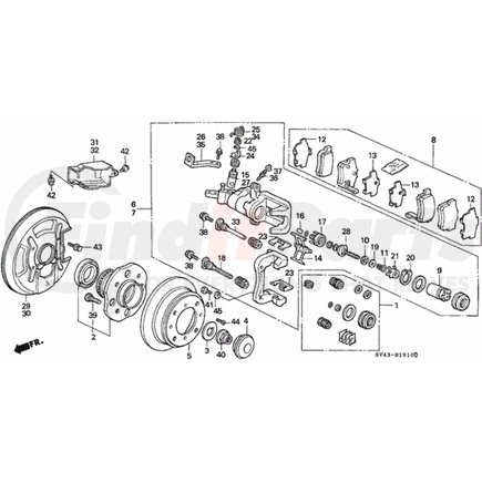 43018-SV4-A00 by HONDA - Caliper Sub-Assembly, R Rear - Honda (43018-SV4-A00)