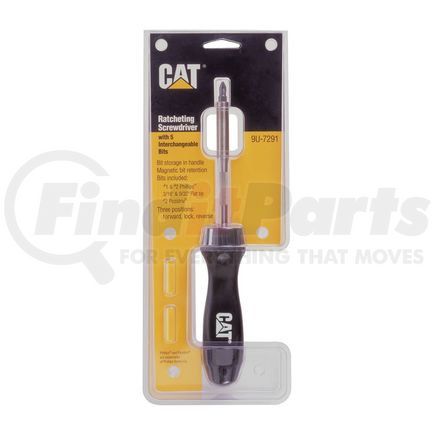 9U7291 by CATERPILLAR - Magnetic Ratcheting Screw Driver with Five (5) Bits, Black Handle, 8.75" Length