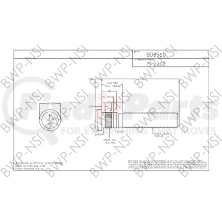 M-3202 by BWP-NSI - WhlStud Metric Headed RH
