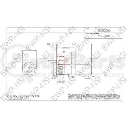 M-3200 by BWP-NSI - WhlStud Metric Headed RH