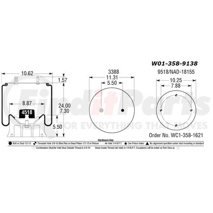 BWP-NSI AS9138 Suspension Air Spring Kit Firestone Air Spring