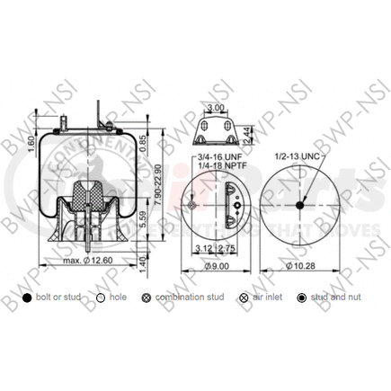 BWP-NSI AS69648 Suspension Air Spring Kit Continental Air Spring