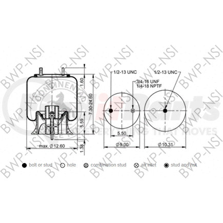 BWP-NSI AS64329 Suspension Air Spring Kit Continental Air Spring