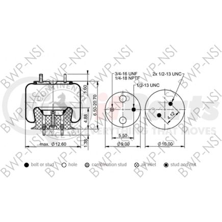 BWP-NSI AS64309 Suspension Air Spring Kit Continental Air Spring