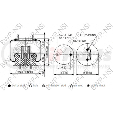 BWP-NSI AS64276 Suspension Air Spring Kit Continental Air Spring
