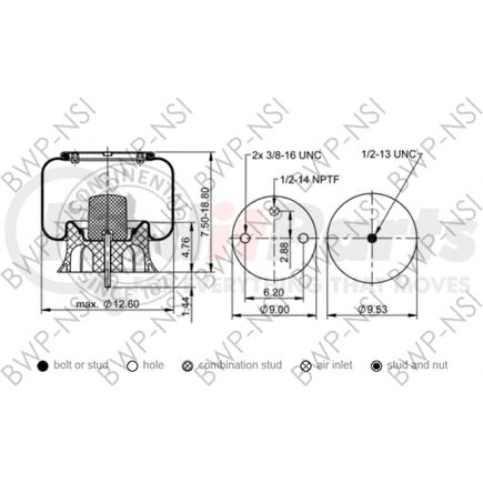 BWP-NSI AS64274 Suspension Air Spring Kit Continental Air Spring