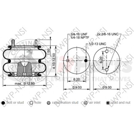 BWP-NSI AS64269 Suspension Air Spring Kit Continental Air Spring
