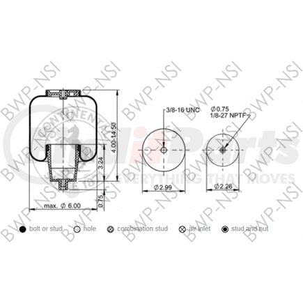 BWP-NSI AS69437 Suspension Air Spring Kit Continental Sleeve Air Spring
