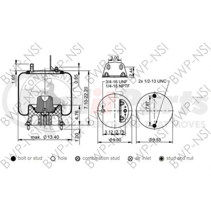 BWP-NSI AS69652 Suspension Air Spring Kit Continental Air Spring