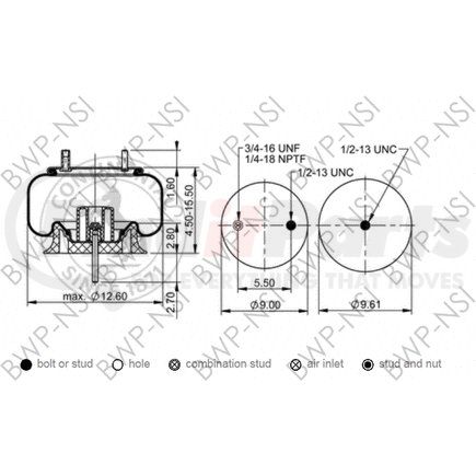 BWP-NSI AS68152 Suspension Air Spring Kit Continental Air Spring