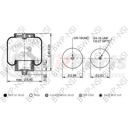 BWP-NSI AS67859 Suspension Air Spring Kit Continental Sleeve Air Spring