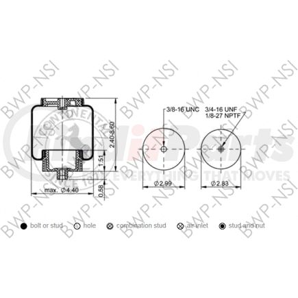 BWP-NSI AS67770 Suspension Air Spring Kit Continental Sleeve Air Spring