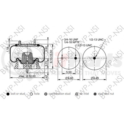 BWP-NSI AS67577 Suspension Air Spring Kit Continental Air Spring