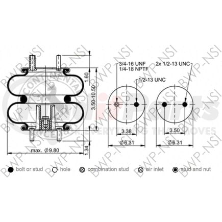 BWP-NSI AS64712 Suspension Air Spring Kit Continental Air Spring