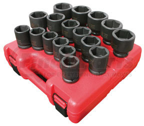 4684 by SUNEX TOOLS - 17 Pc. 3/4" Drive Metric Heavy Duty Impact Socket Set