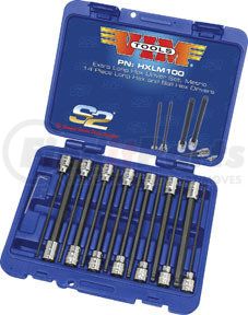 HXLM100-03 by VIM TOOLS - Hex Extra Long Driver Set 14 pieces 7 pc. Ball Hex & 7 Piece Hex, Metric