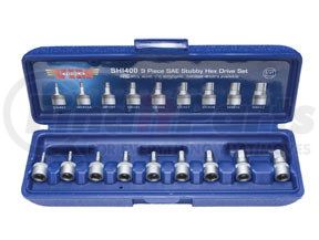 SHI400 by VIM TOOLS - 9 Piece 1/4" Drive SAE 3/32" - 3/8" Stubby Hex Bit Set